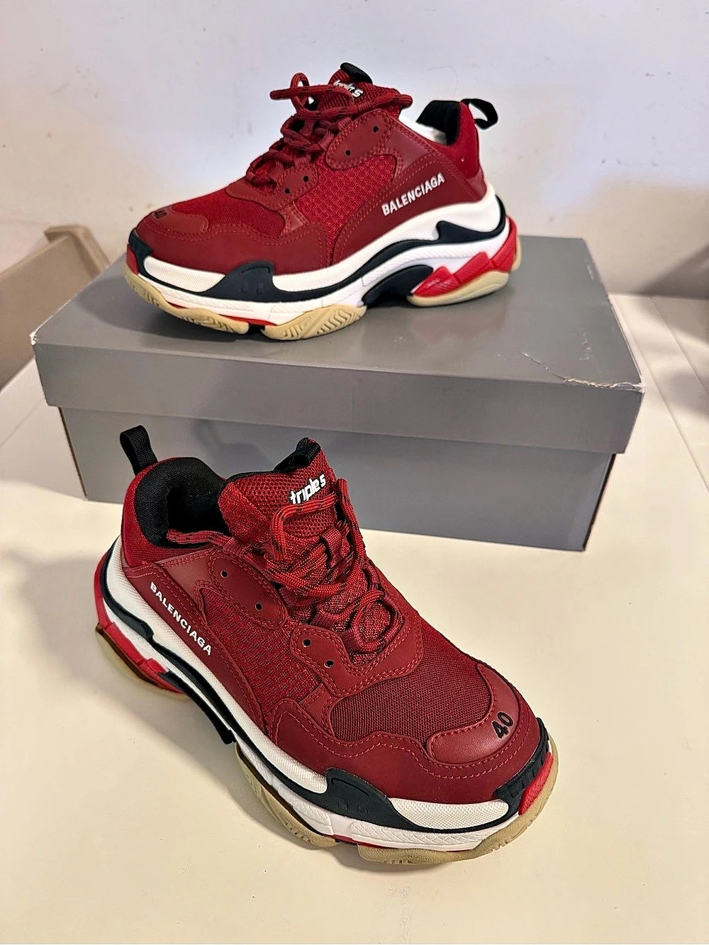 Balenciaga Triple S Men's Sneakers EU 40 Red & White Like New